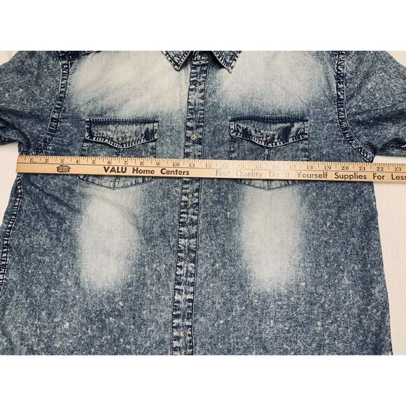 DRILL Clothing Company NYC Snap Distressed Blue 44" Chest Tab Sleeve Splatter - Picture 7 of 16
